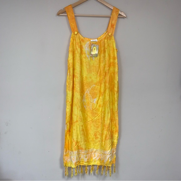 brenda Other - Tie Dye Boho Beach Pool Cover Yellow Fish Hippie Loose Relaxed Fit Summer Vaca